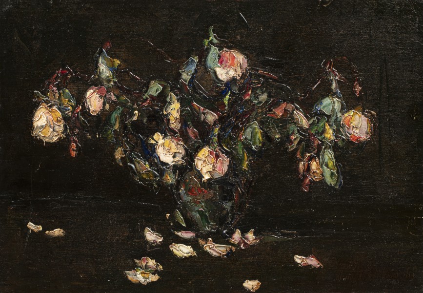 Bouquet de roses sur fond noir